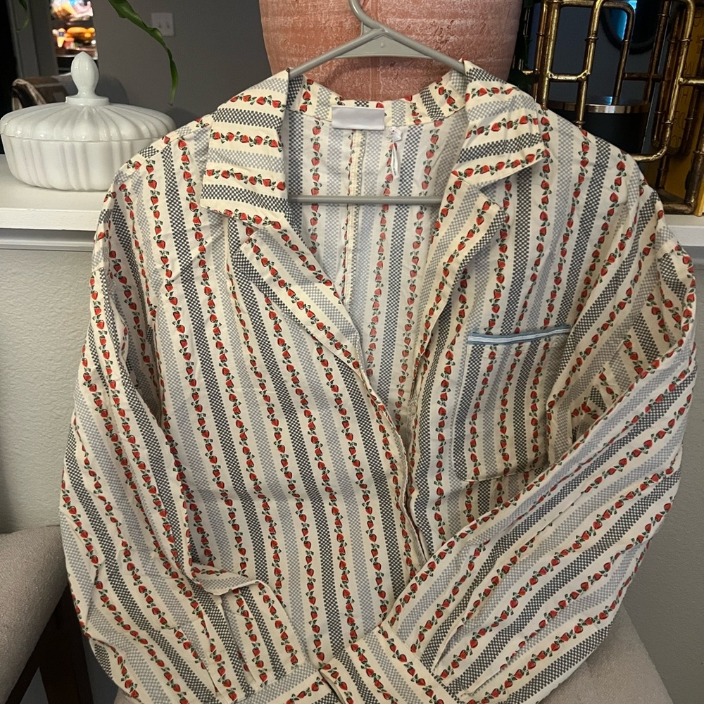 Out from Under Striped Floral Button-Up Shirt